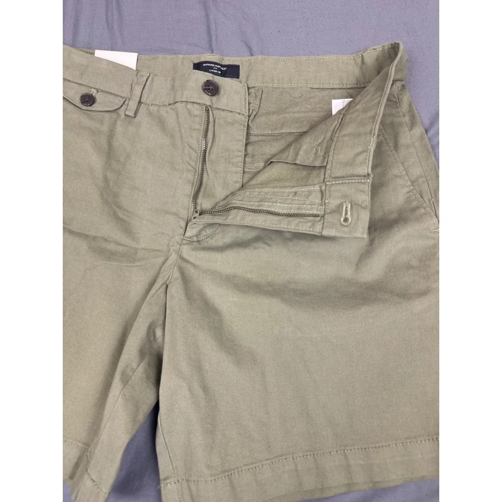 Banana Republic Lived-In 7 Inch Chino Shorts Mens 33(35) Olive Green Stretch NWT